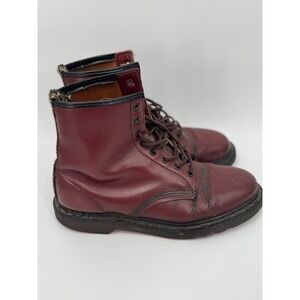 Dr Martens 1460 Cherry Red Leather Lace Up Boots Mens Size 6 Made In England